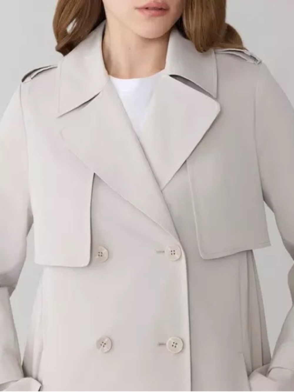 Hilary Radley Women's Double-Breasted Light Cream Trench Coat Size 2